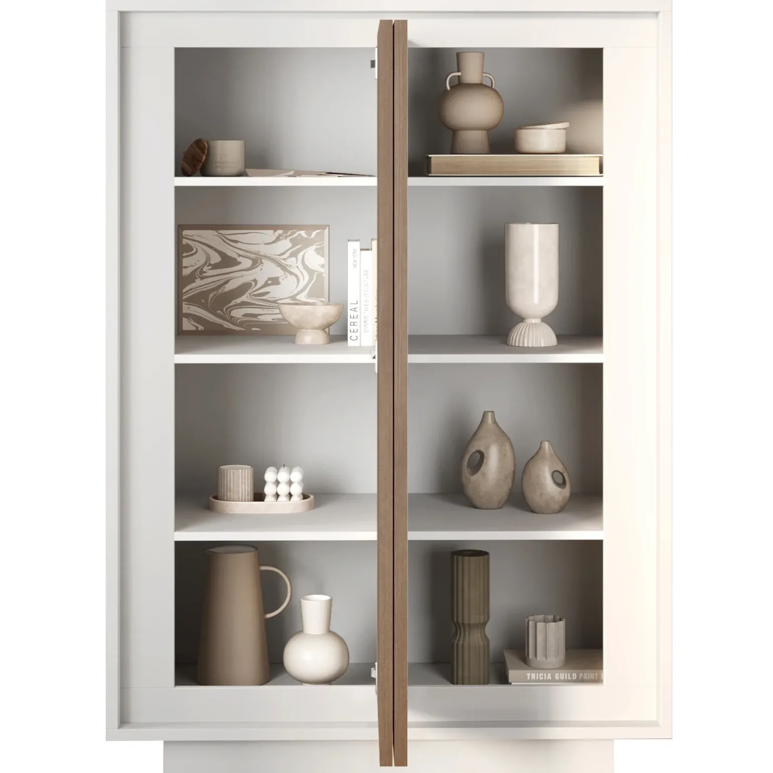 Madia alta 106x171h cm 2 ante bianco opaco rovere scuro Deluxe