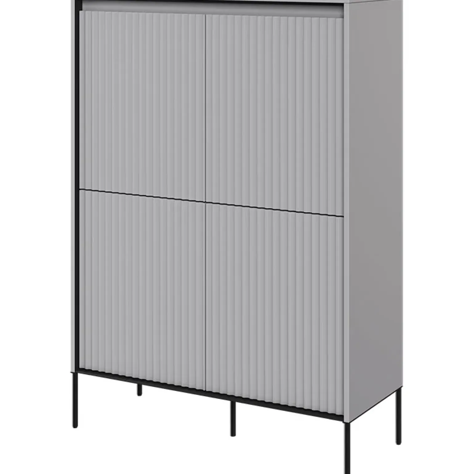 Madia alta 98x140h cm 4 ante con led cannettato grigio nero Camelia