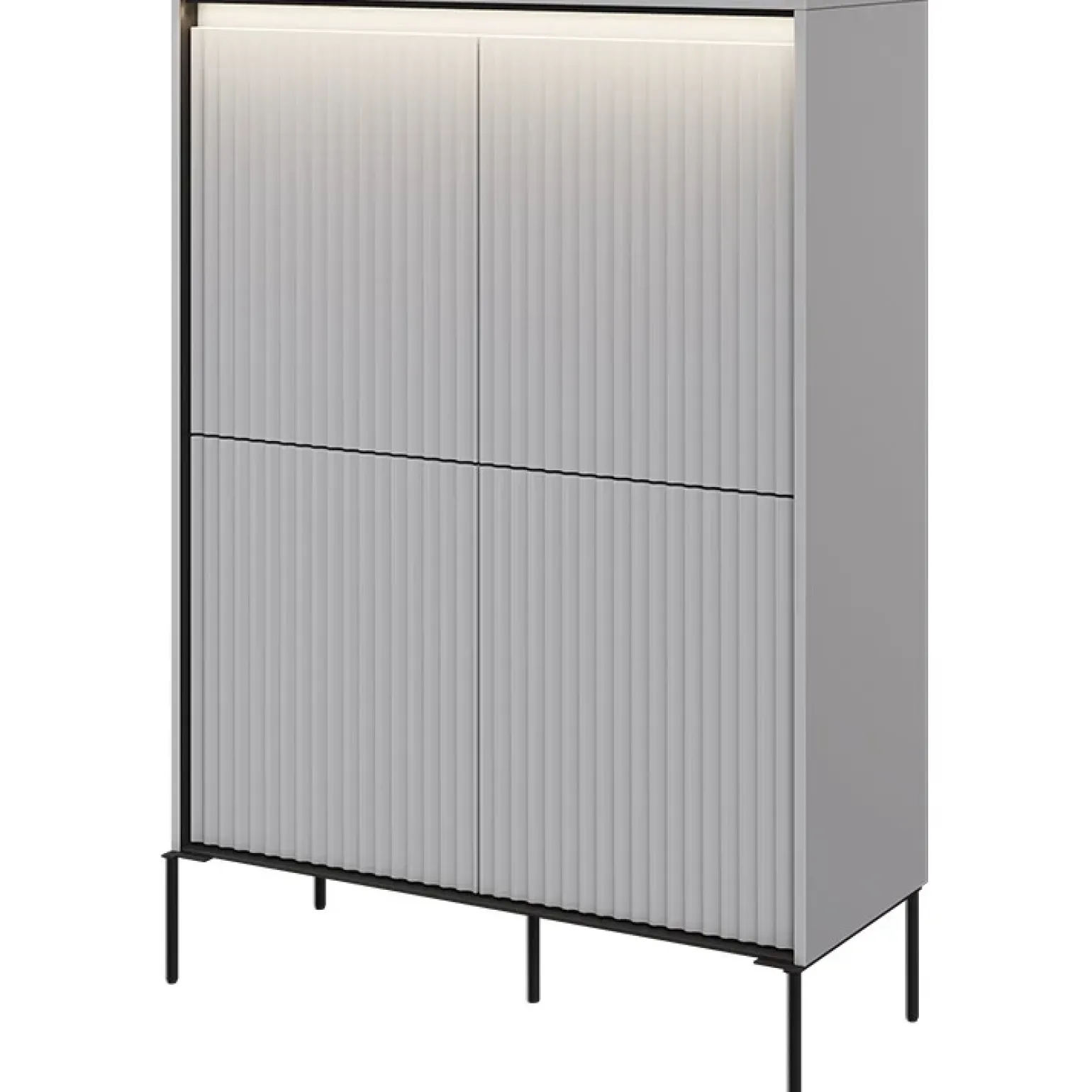 Madia alta 98x140h cm 4 ante con led cannettato grigio nero Camelia