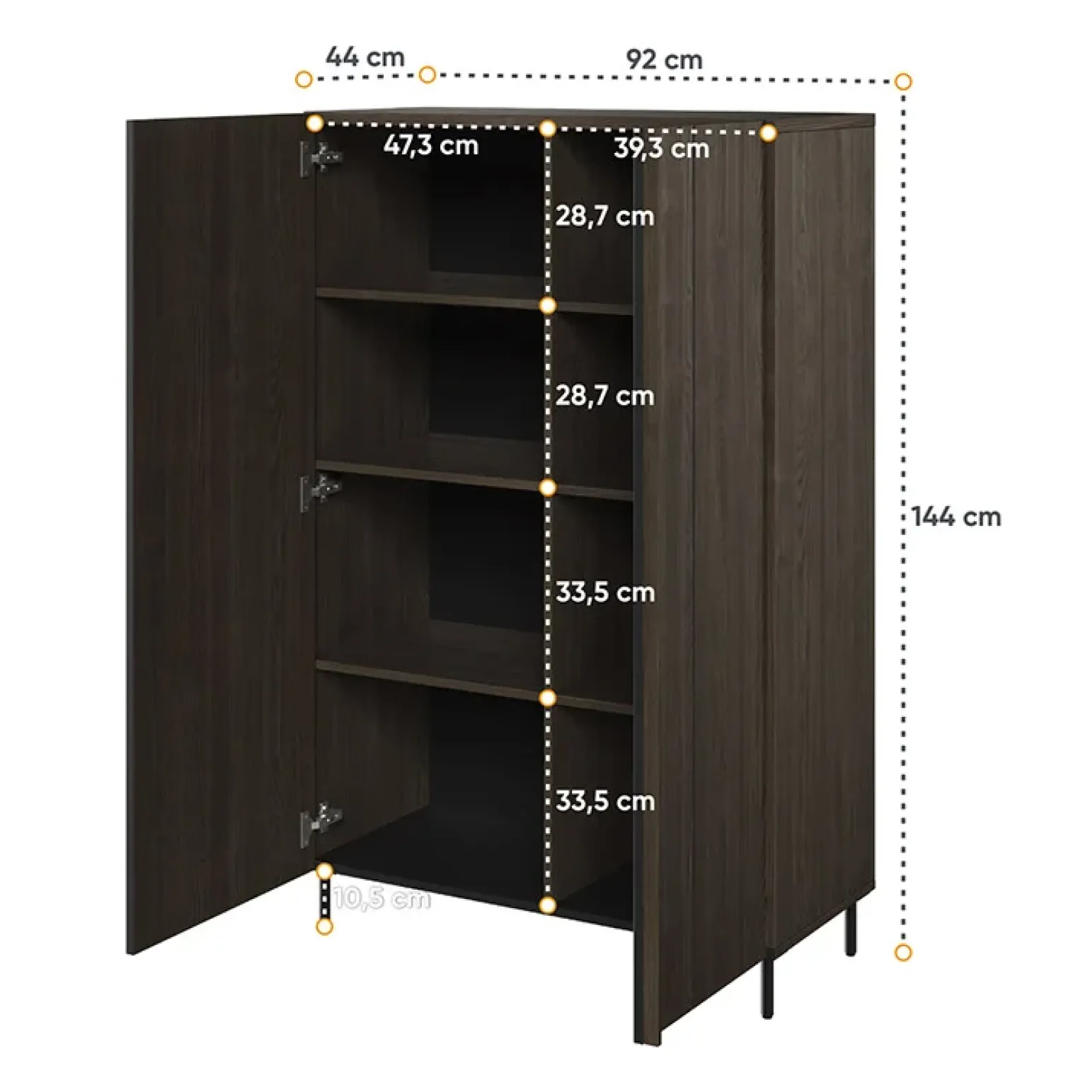 Madia alta 92x144h cm 2 ante wengè Blackwood