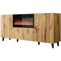Madia con camino 181x83h cm moderno cannettato quercia Essence