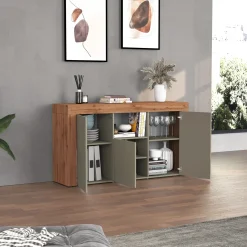 Madia moderna 155x85h cm tortora rovere Block