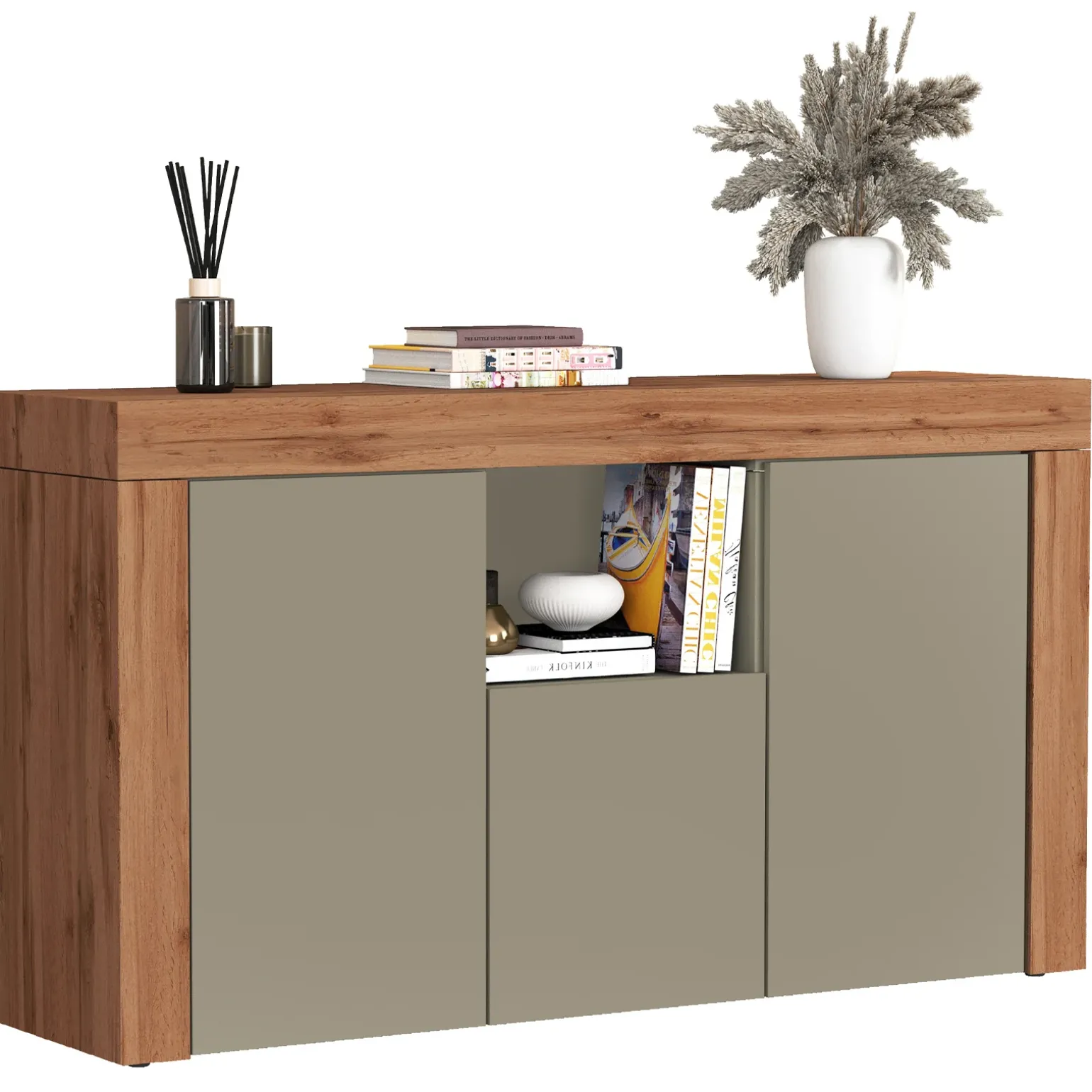 Madia moderna 155x85h cm tortora rovere Block