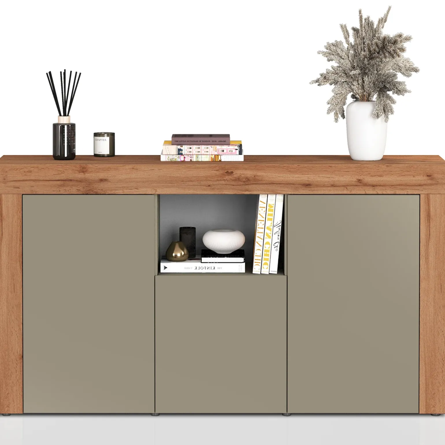 Madia moderna 155x85h cm tortora rovere Block