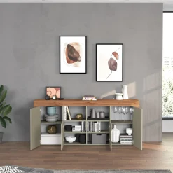 Madia moderna 200x85h cm tortora rovere Block