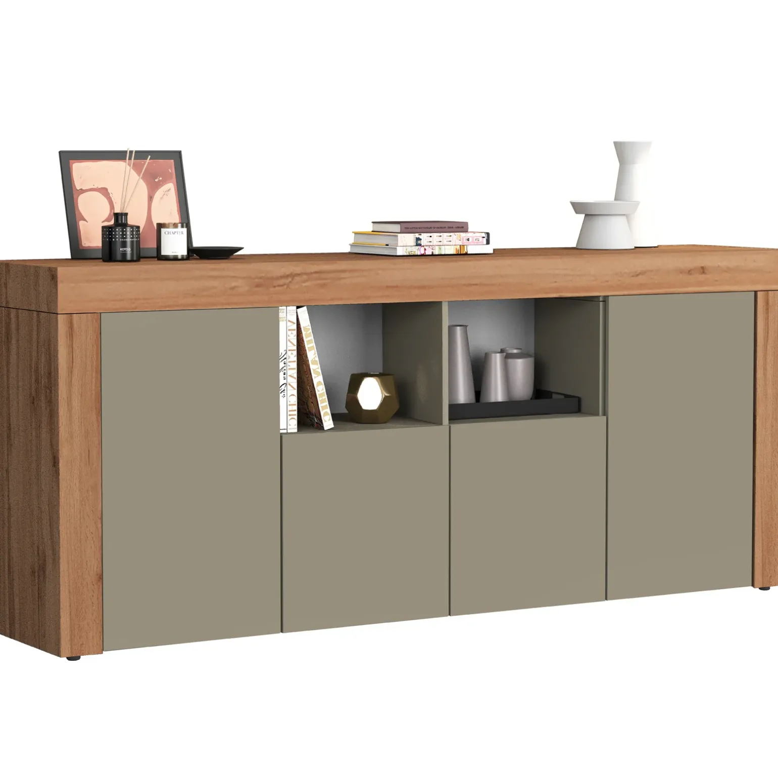Madia moderna 200x85h cm tortora rovere Block