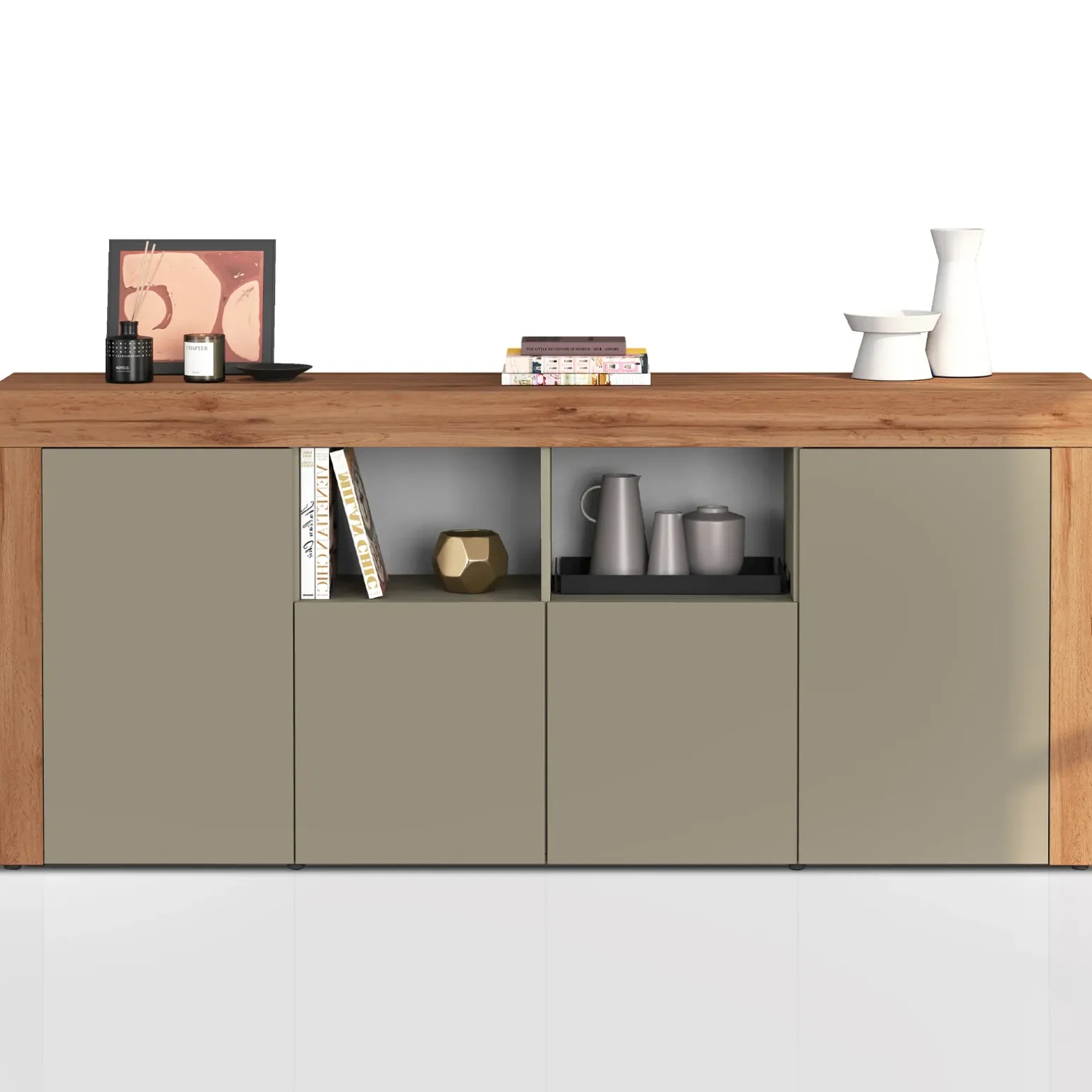 Madia moderna 200x85h cm tortora rovere Block