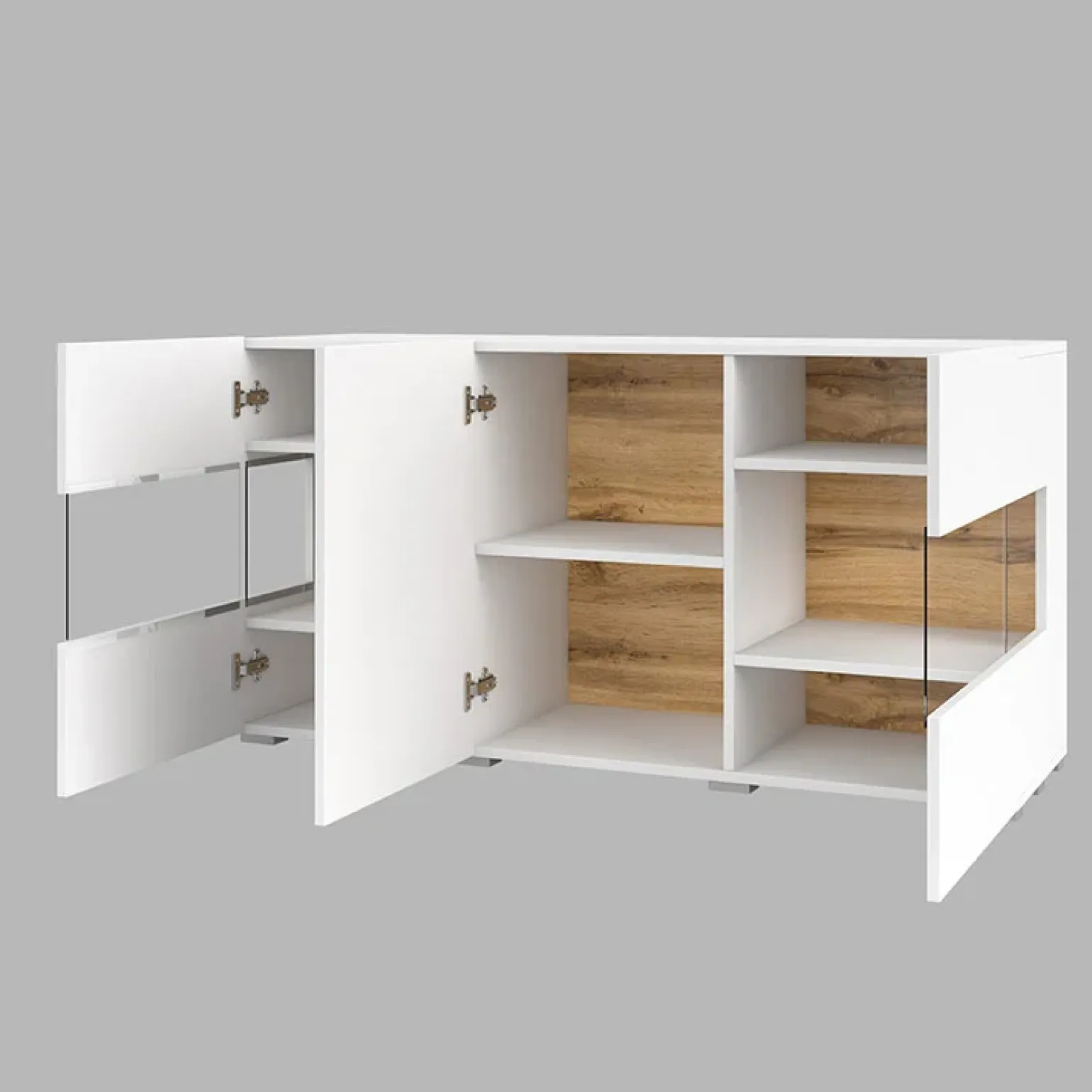 Madia sospesa 120x62h cm moderna bianco rovere Fusion