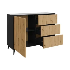 Madia 120x90h cm 1 anta 3 cassetti rovere nero Hans