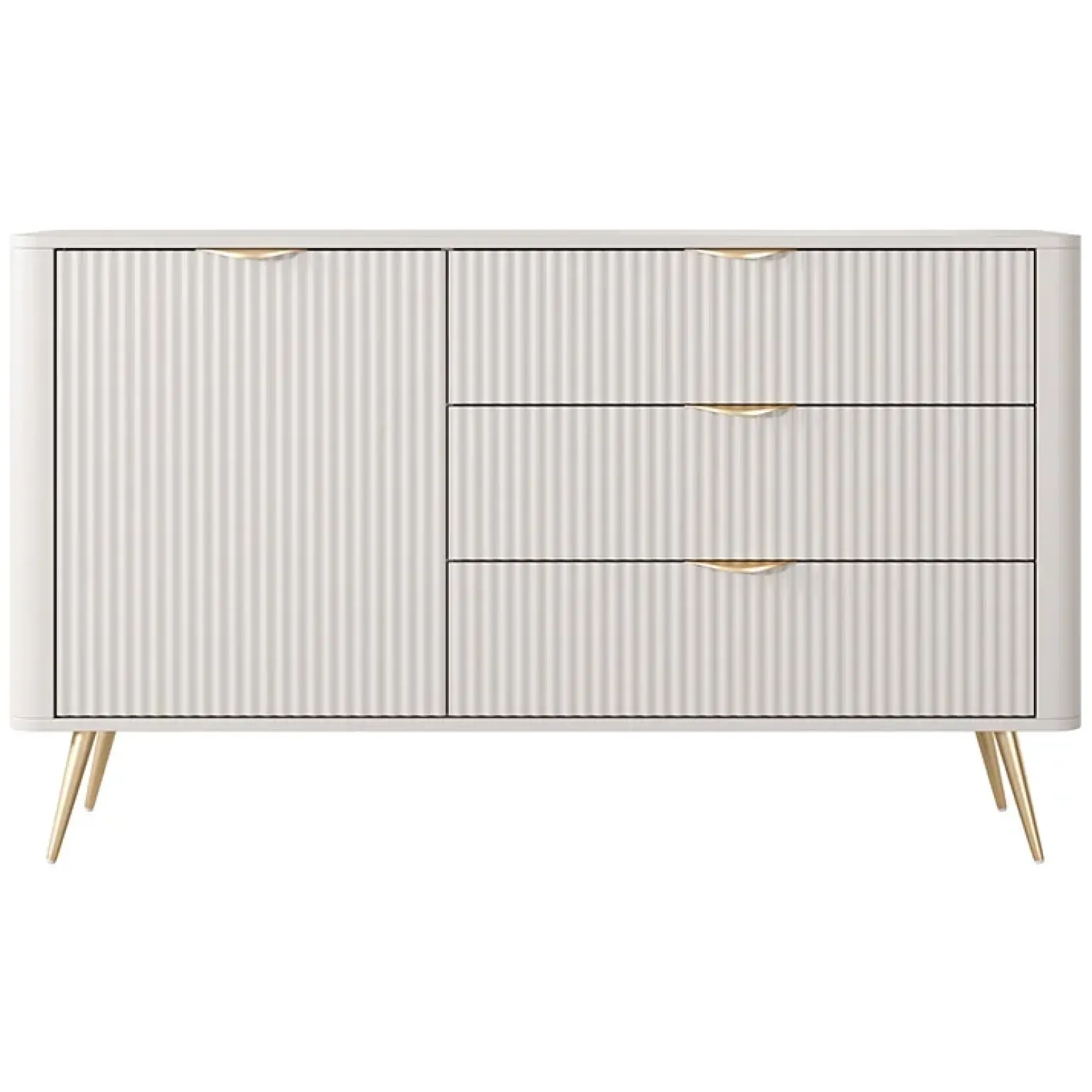 Madia 138x81h cm 1 anta 3 cassetti beige cannettato Ramis
