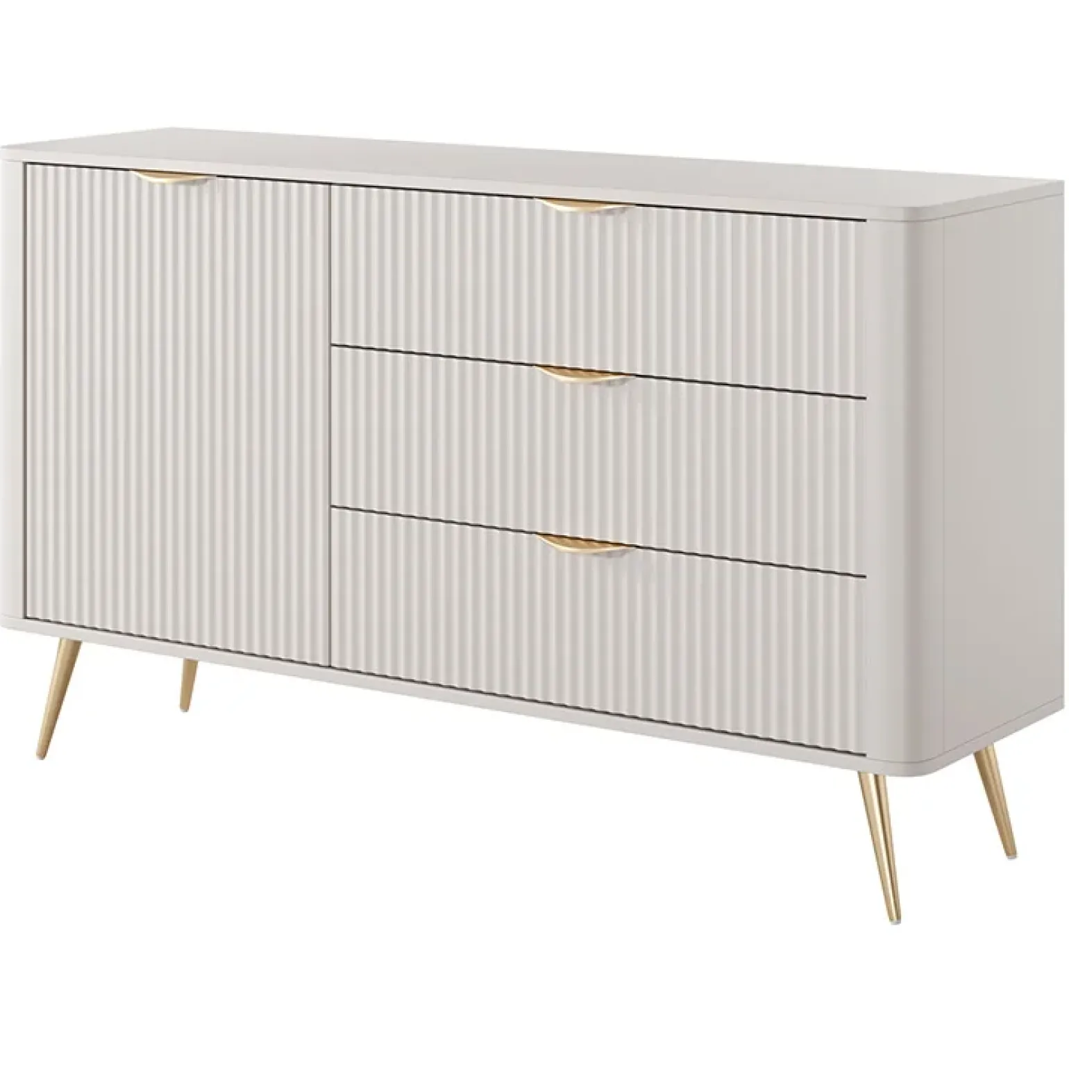 Madia 138x81h cm 1 anta 3 cassetti beige cannettato Ramis