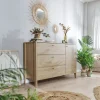 Madia 136x91h cm 1 anta 3 cassetti moderna  rovere Noor