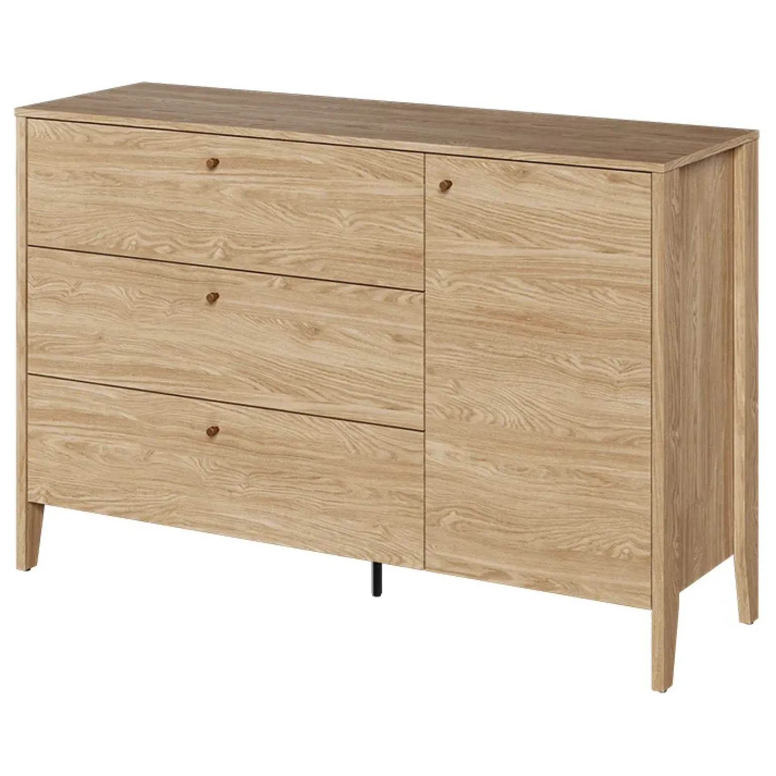 Madia 136x91h cm 1 anta 3 cassetti moderna rovere Noor