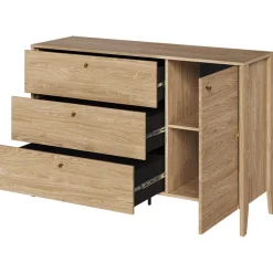 Madia 136x91h cm 1 anta 3 cassetti moderna rovere Noor