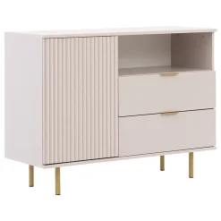 Madia 107x80h cm 1 anta 2 cassetti cannettato moderna beige Vanessa