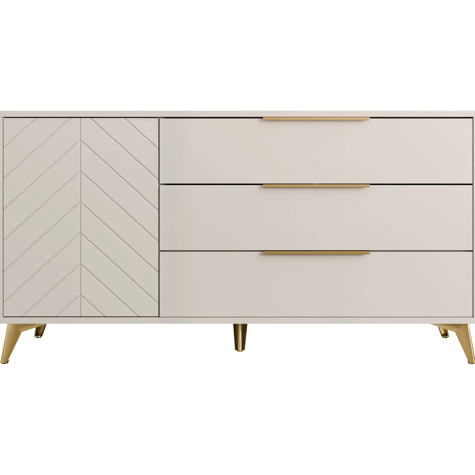 Madia 154x80h cm 1 anta 6 cassetti beige con frontali serigrafati Miriam