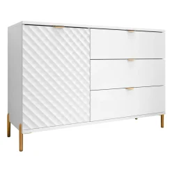 Madia 125x85h cm 1 anta 3 cassetti con frontali decorati bianco  Amsterdam