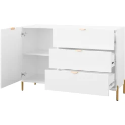 Madia 125x85h cm 1 anta 3 cassetti con frontali decorati bianco Amsterdam