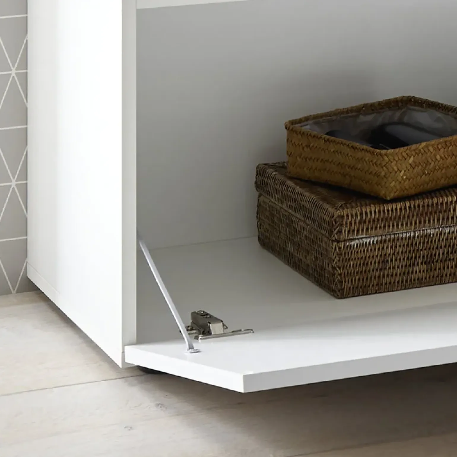 Madia 111x82h cm 1 anta a ribalta 1 cassetto bianco opaco e lucido Steppi