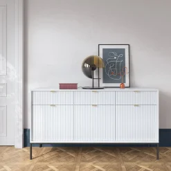 Madia 154x83h cm 3 ante 3 cassetti moderna bianco Alisa