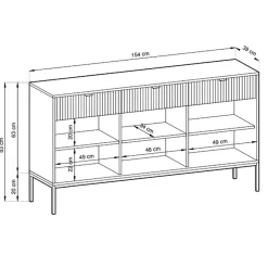 Madia 154x83h cm 3 ante 3 cassetti moderna bianco Alisa