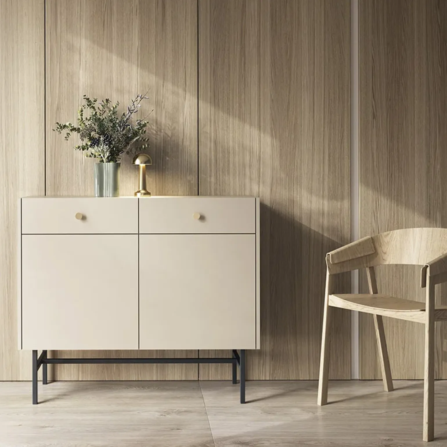 Madia 105x90h cm 2 ante 2 cassetti moderna beige Eterna