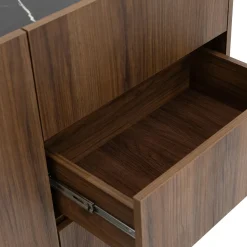 Madia 160x78h cm 2 ante 3 cassetti piano effetto marmo nero noce Caliva