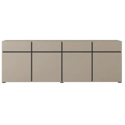 Madia 225x78h cm 4 ante 4 cassetti moderna tortora nero Lolla