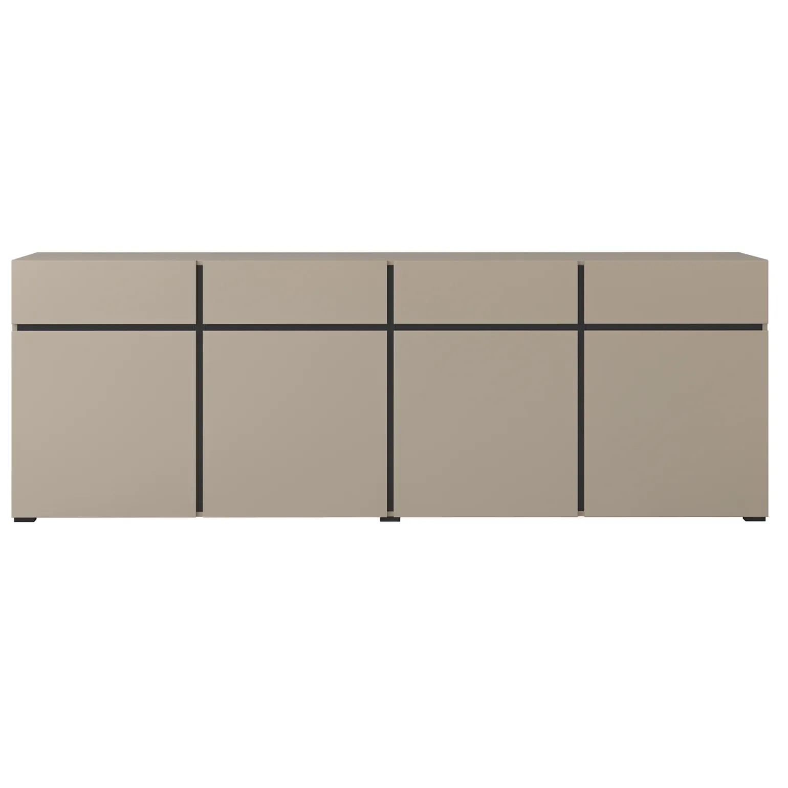 Madia 225x78h cm 4 ante 4 cassetti moderna tortora nero Lolla