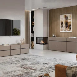 Madia 225x78h cm 4 ante 4 cassetti moderna tortora nero Lolla