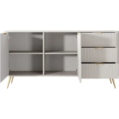 Madia 163x81h cm 2 ante 3 cassetti beige cannettato Ramis