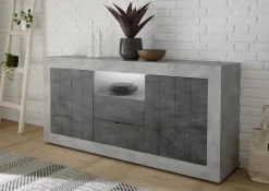 Madia 184x86h cm 2 ante 2 cassetti moderna cemento ossido Florena