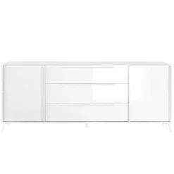 Madia 205x84h cm 2 ante 3 cassetti moderna bianco lucido Tosca