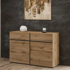 Madia 120x78h cm 2 ante 2 cassetti moderna rovere nero Lolla