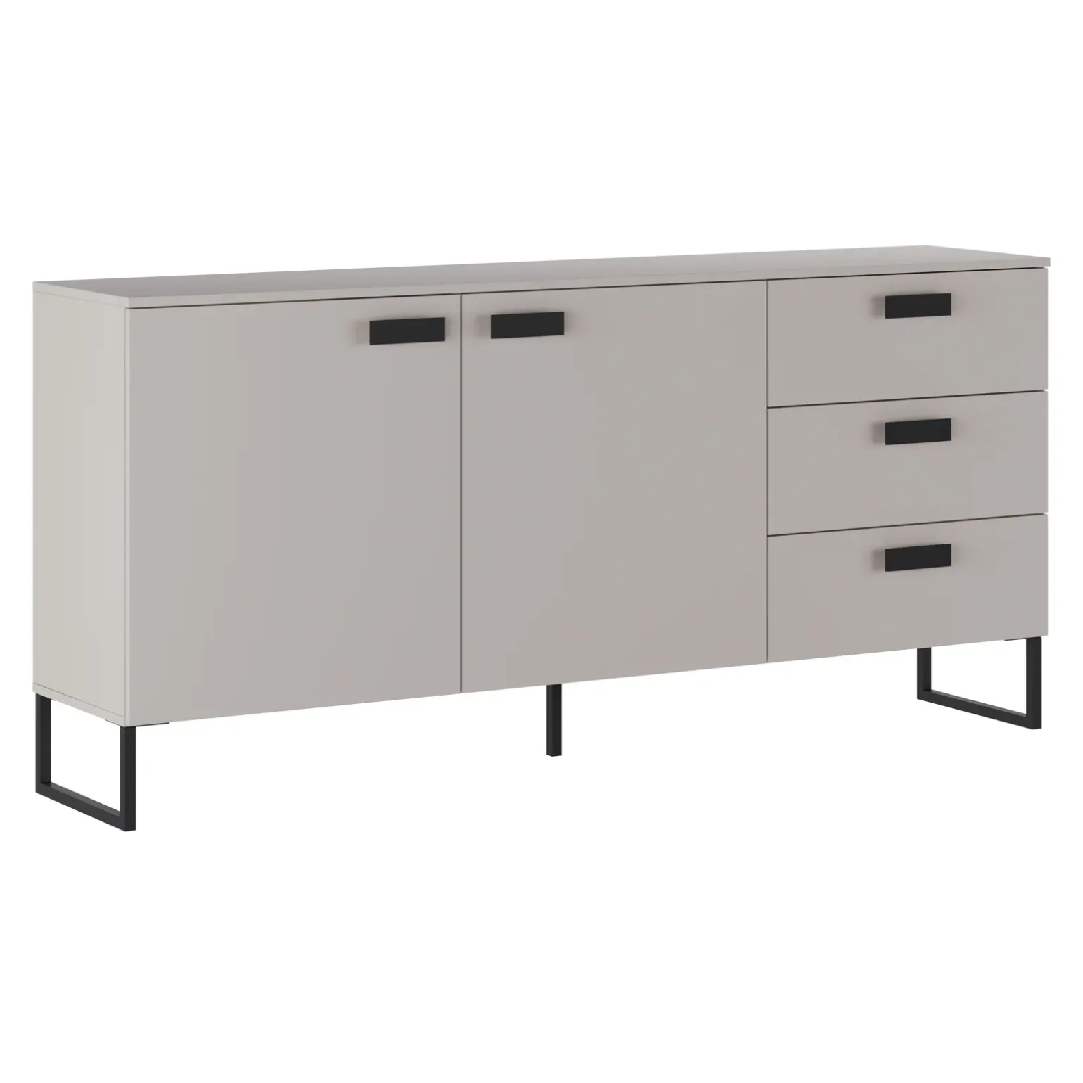 Madia 184x87h cm 2 ante 3 cassetti moderna beige cashmere nero Casmira