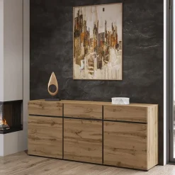 Madia 180x78h cm 3 ante 3 cassetti moderna rovere nero Lolla