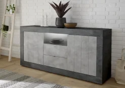 Madia 184x86h cm 2 ante 2 cassetti moderna ossido cemento Florena