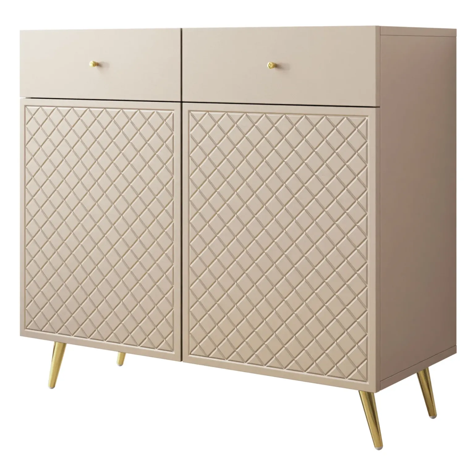 Madia 100x92h cm 2 ante 2 cassetti moderna con frontali decorati beige Simona