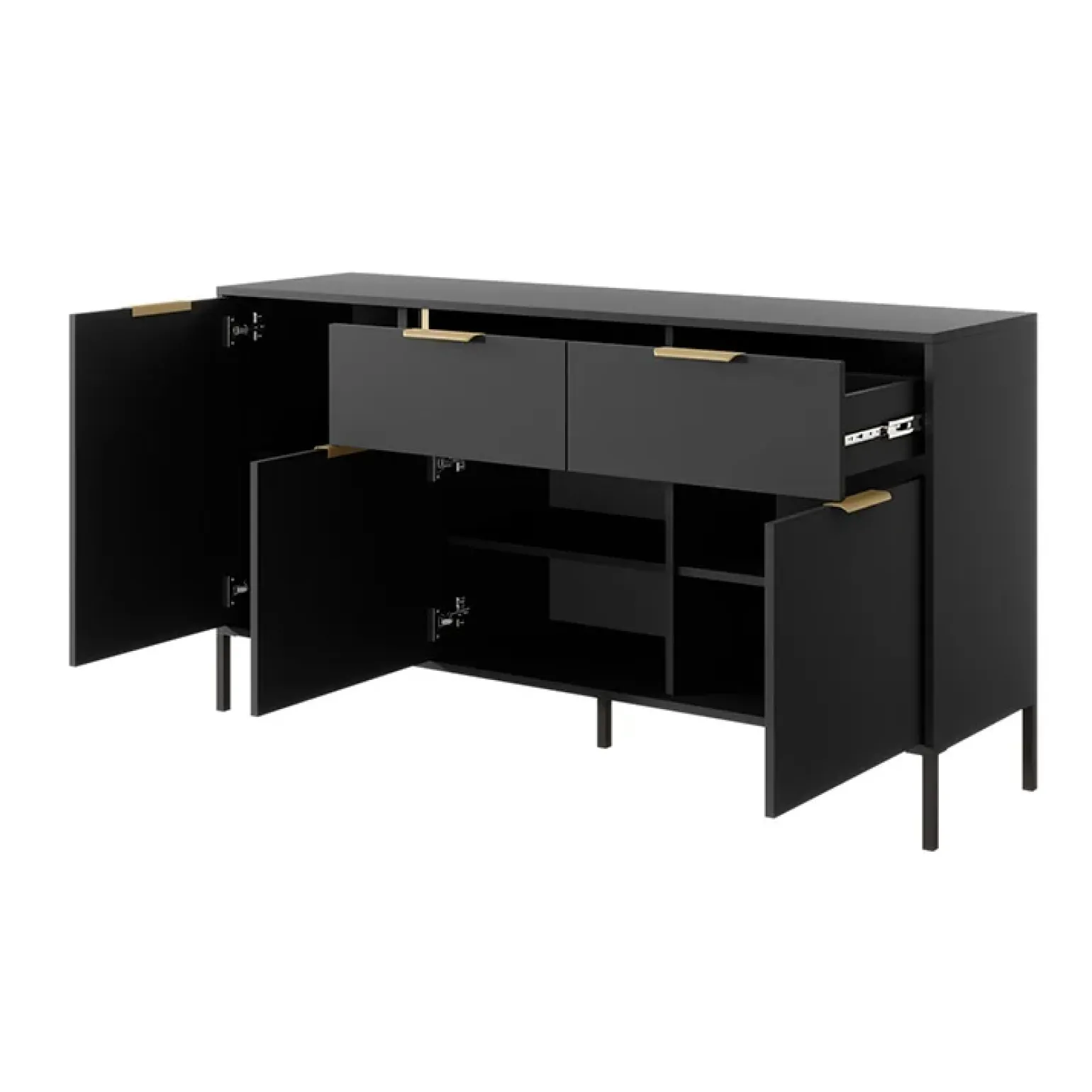 Madia 153x81h cm 3 ante 2 cassetti moderna antracite Nebula