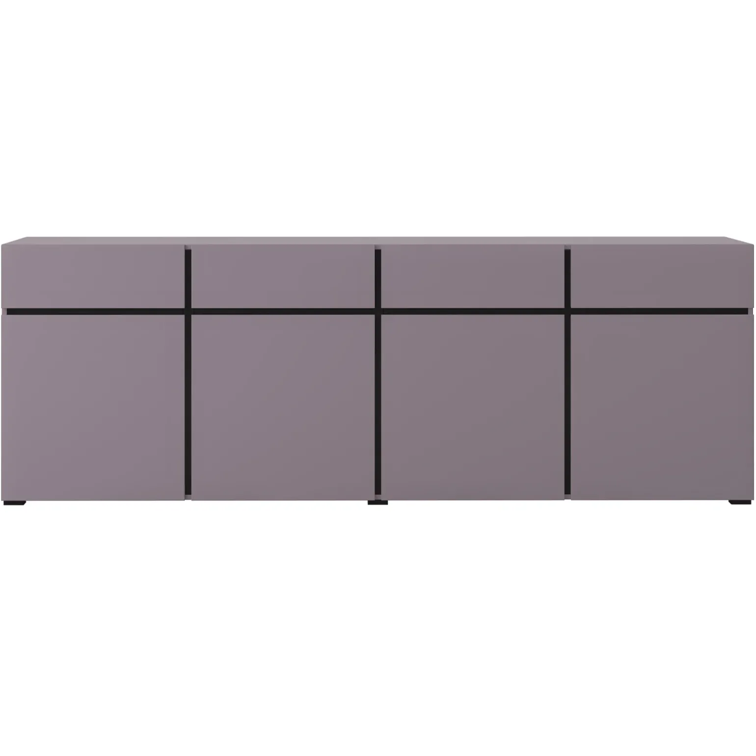 Madia 225x78h cm 4 ante 4 cassetti moderna lilla nero Lolla