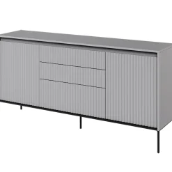 Madia 166x83h cm 2 ante 3 cassetti con led cannettato grigio nero Camelia
