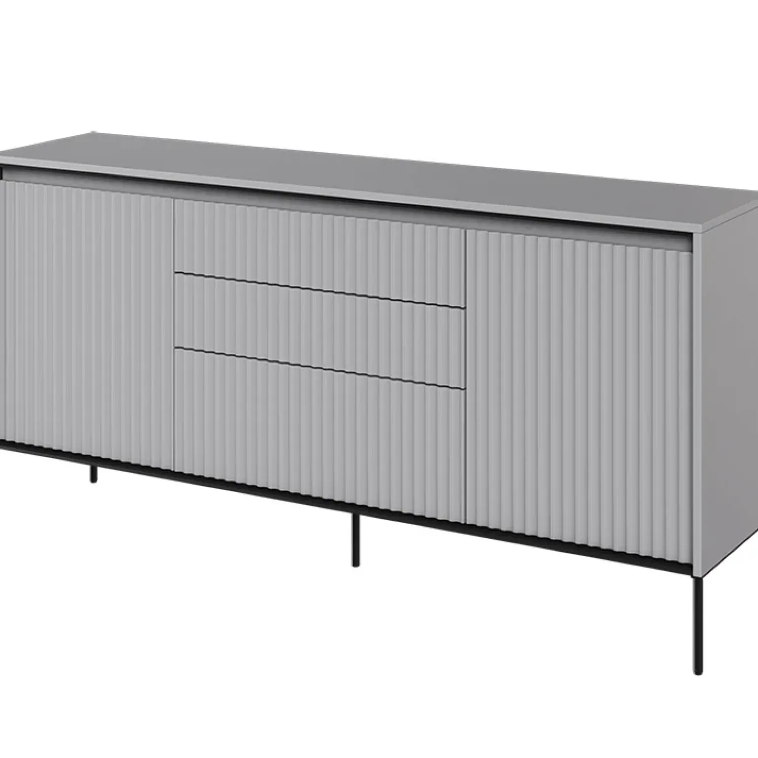 Madia 166x83h cm 2 ante 3 cassetti con led cannettato grigio nero Camelia