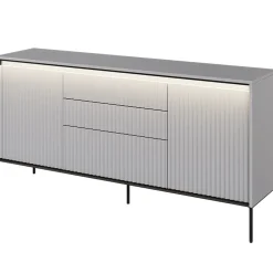 Madia 166x83h cm 2 ante 3 cassetti con led cannettato grigio nero Camelia
