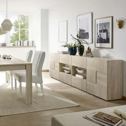 Madia 241x84h cm 2 ante 4 cassetti moderna rovere samoa Obsession