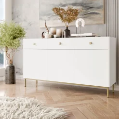Madia 155x85h cm 3 ante 3 cassetti soggiorno bianco opaco Giuggiola