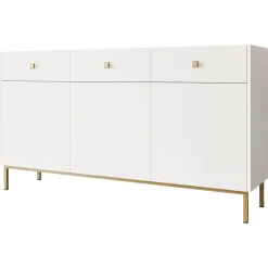Madia 155x85h cm 3 ante 3 cassetti soggiorno bianco opaco Giuggiola