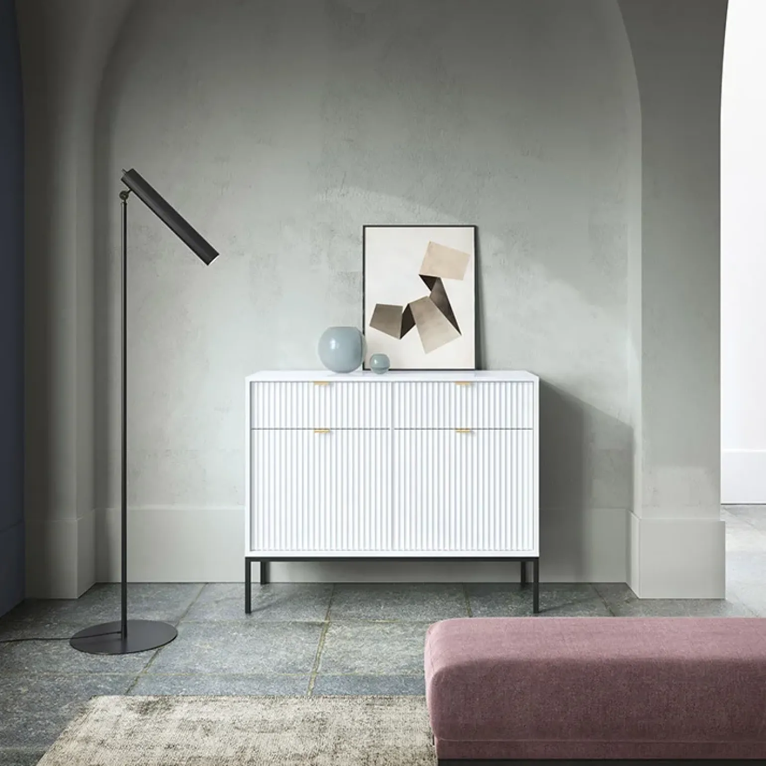 Madia 104x83h cm 2 ante 2 cassetti moderna bianco Alisa
