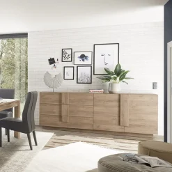Madia 241x90h cm 2 ante 3 cassetti moderna rovere Alvarez