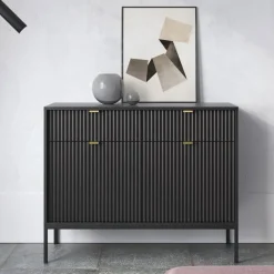 Madia 104x83h cm 2 ante 2 cassetti moderna nero Alisa