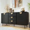 Madia 150x78h cm 2 ante 3 cassetti moderna nero oro Oriana